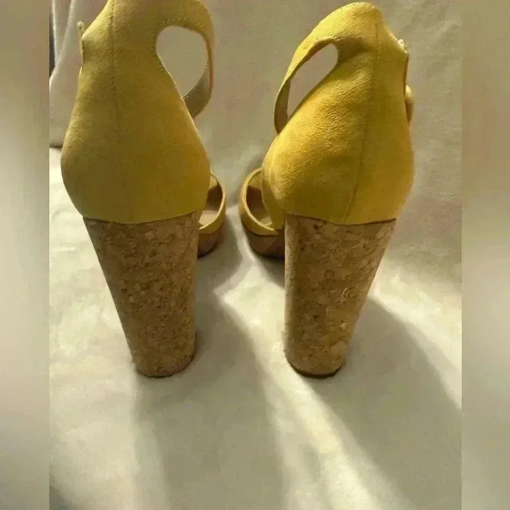 Sun + Stone Reeta Yellow Platform shoes adjustable ankle straps NIB Size 9M